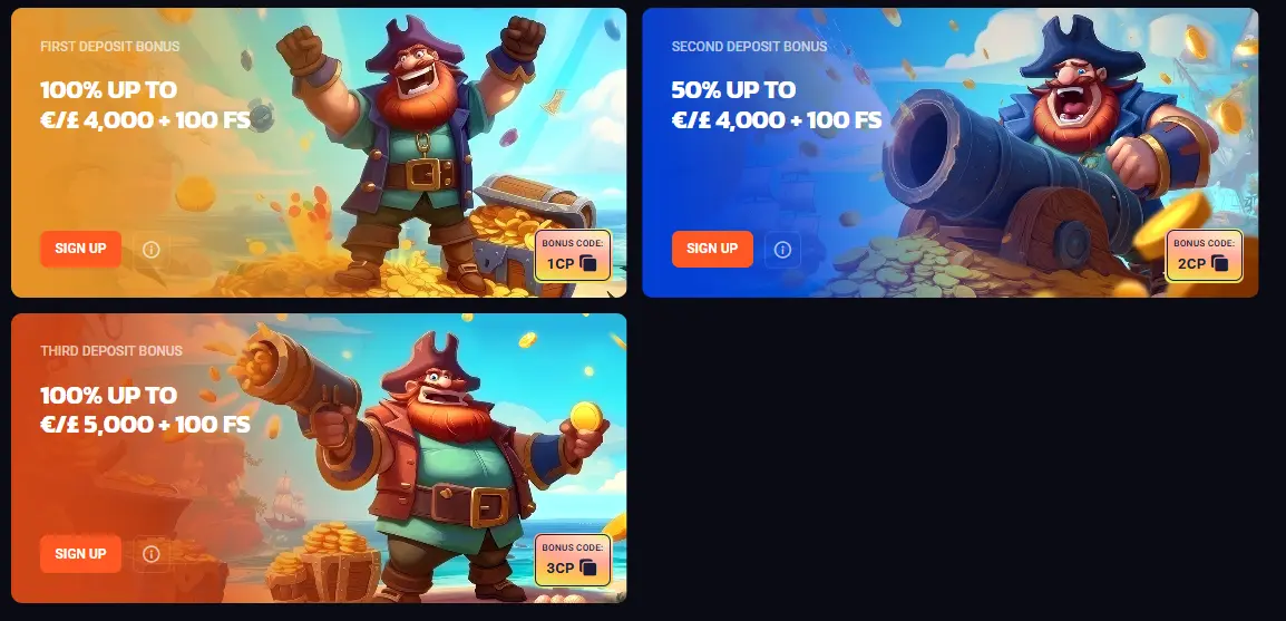 Crashpirate Casino — Welcome Package up to £/£13,000 plus 300 Free Spins (check current terms)